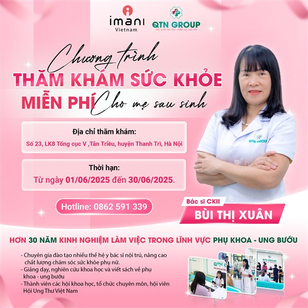 ​  KHÁM SỨC KHOẺ MIỄN PHÍ – IMANI ĐỒNG HÀNH CÙNG MẸ SAU SINH  ​