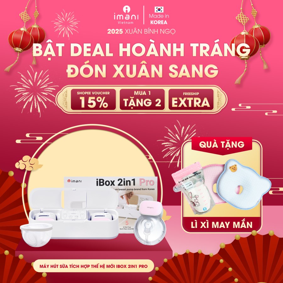 Máy Hút Sữa TÍCH HỢP CÓ DÂY & KHÔNG DÂY Imani Ibox 2in1 Pro