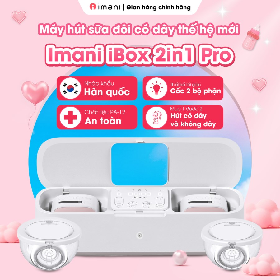 Máy Hút Sữa TÍCH HỢP CÓ DÂY & KHÔNG DÂY Imani Ibox 2in1 Pro